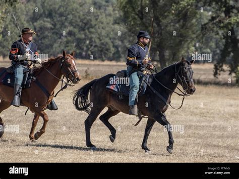 Civil War era cavalry at a reenactment in Anderson, California Stock ...