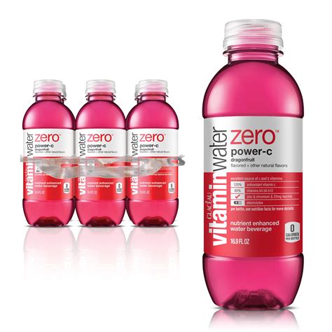 vitaminwater zero power c, electrolyte enhanced water w/ vitamins, dragonfruit drinks, 16.9 fl ...