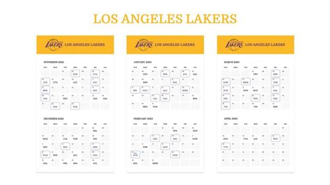 Free Los Angeles Lakers Schedule template