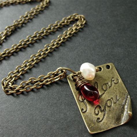 Romantic Necklace. I Love You Necklace. Love Necklace With Red - Etsy