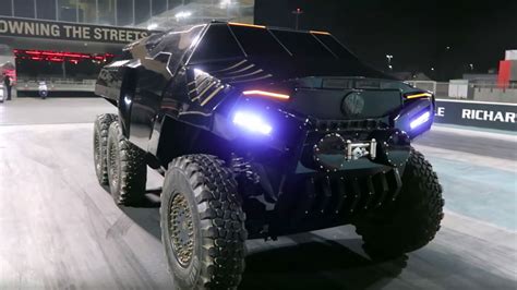 Hellish Devel Sixty six-wheeled SUV takes to the drag strip