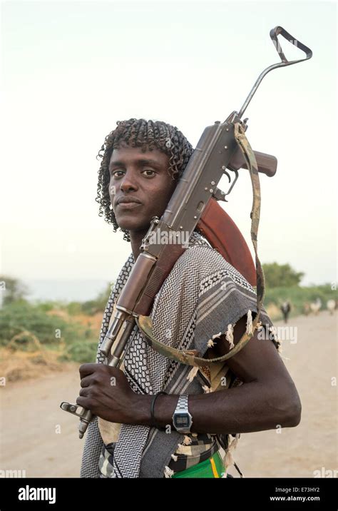 Afar Tribe Warrior, Afambo, Afar Regional State, Ethiopia Stock Photo ...