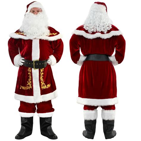 Deluxe Santa Costume for Men Santa Claus Suit 12pcs. Adults Christmas ...