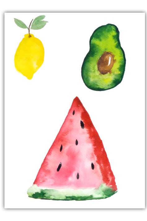 3 Easy Fruits With Watercolor. Painting Tutorial (Paint With Me) | Cute ...