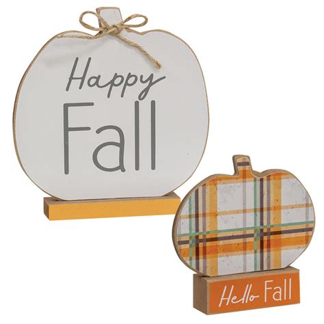 Hello Fall & Happy Fall Pumpkins on Base, 2/Set