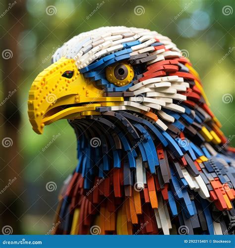 Vibrant Lego Eagle: Realistic 3d Plastic Art Inspired by Nature Stock Illustration ...