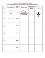 lewis structure quiz chem.docx - Lewis Dot Structures and Molecular ...