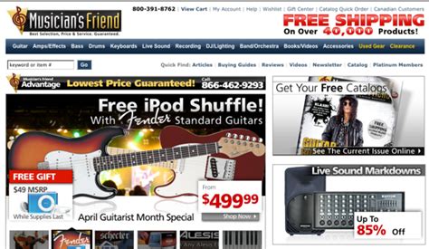 The Shopping Experience: MusiciansFriend.com - Practical Ecommerce