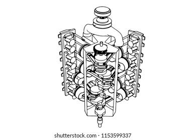 Vector Outline Engine Stock Vector (Royalty Free) 1153599337 | Shutterstock