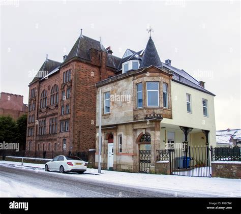 RUTHERGLEN, SCOTLAND - DECEMBER 29 2017: The back view of the Old Burgh Primary School and the ...