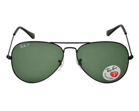 RAY-BAN SUNGLASSES RB3025 Aviator Classic Black Frame Polarize Green ...