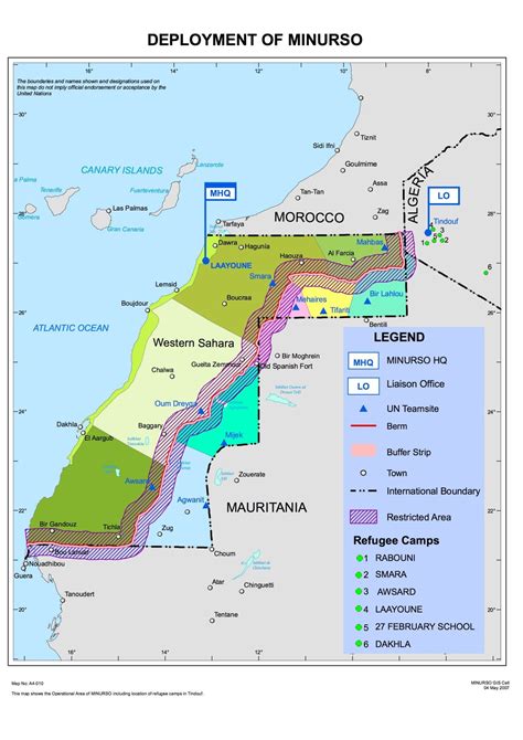 Division of Western Sahara under the terms of the 1991 ceasefire agreement. | Western sahara ...