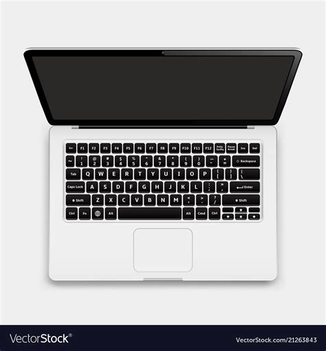 Top view modern laptop with english keyboard Vector Image