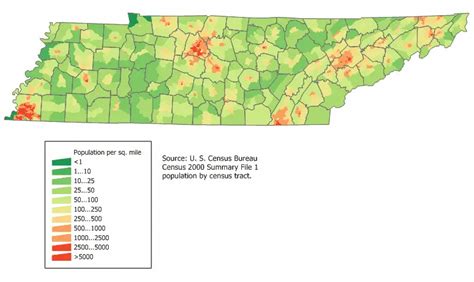 Tennessee Population Map • Mapsof.net