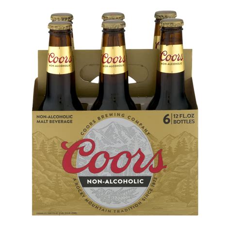 Coors Non-Alcoholic Malt Beverage Beer, 6 Pack, 12 fl. oz. Bottles, .5% ABV, 12.0 FL OZ ...