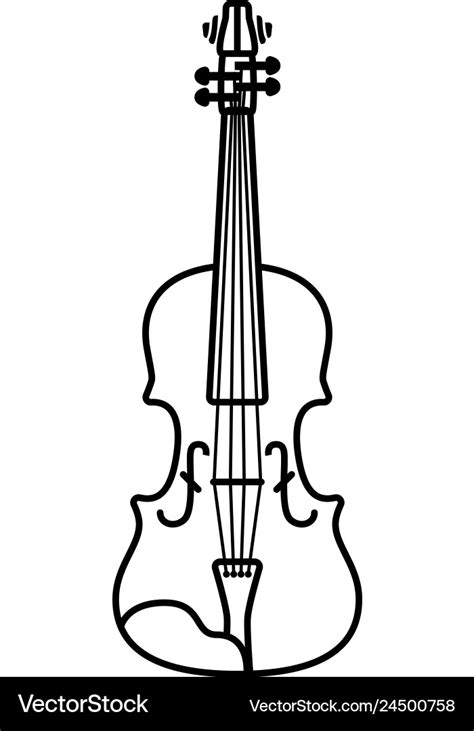 Outline violin isolated black Royalty Free Vector Image