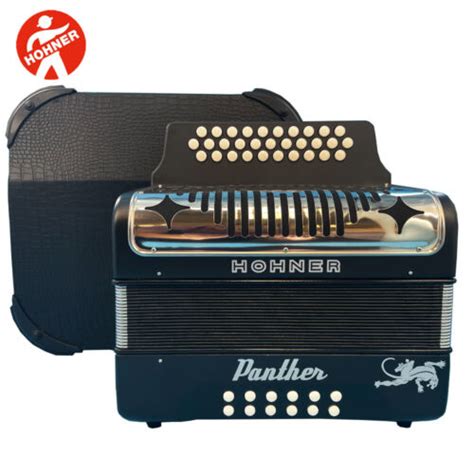 Hohner Panther 31 Button GCF Sol Diatonic Accordion w/ Deluxe Alligator ...