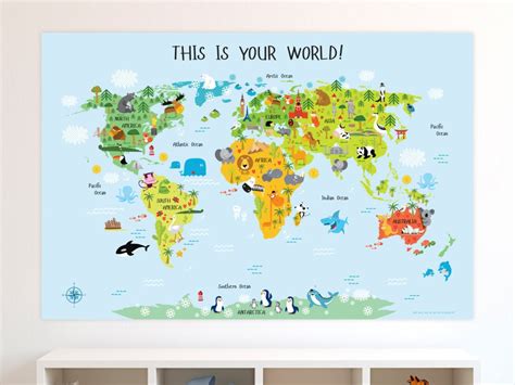 Classroom Posters Kids World Map Poster Classroom Decor