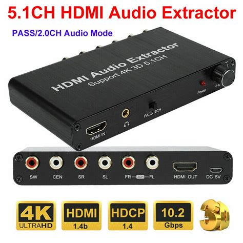 4K 60Hz HDMI Audio Extractor for PS5 PS4, BolAAzuL HDMI 2.0 5.1Ch Audio Splitter Converter HDMI ...