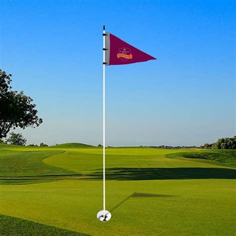 Custom Golf Pin Flag Triangle Shape with Swivel +Fiber Pole+Cup - 19.69"X14.57" - Flags