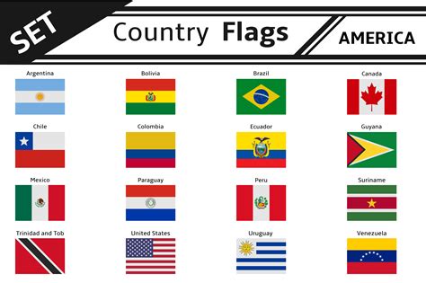 set countries flags america | Illustrations ~ Creative Market