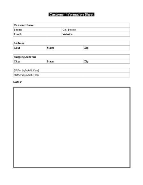 12+ Customer Information Sheet Templates - Word Excel Templates