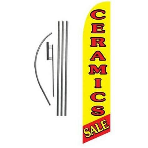 Ceramics Sale Advertising Feather Banner Swooper Flag Sign with Flag Pole Kit and Ground Stake ...
