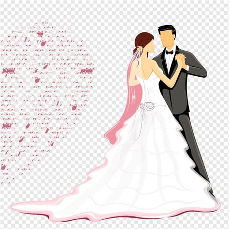 Animated wedding couple illustration, Wedding invitation Wish Happiness ...