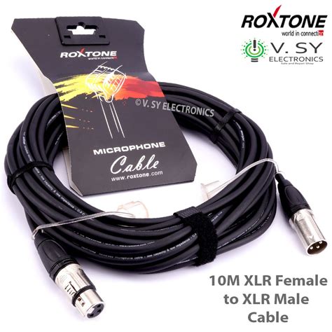 Roxtone Premium 10M 3 Pin XLR Male Plug to XLR Female Plug Audio Mic ...