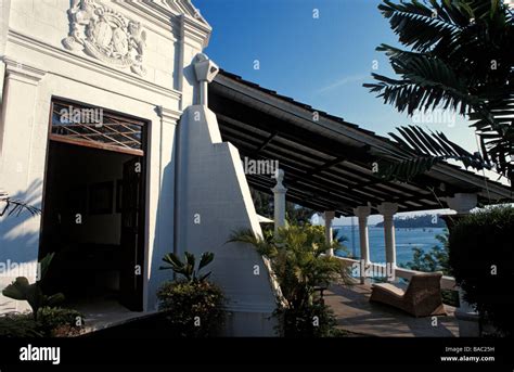 Sri Lanka, Southern province, Weligama Bay, Taprobane Island, entry to the colonial mansion ...