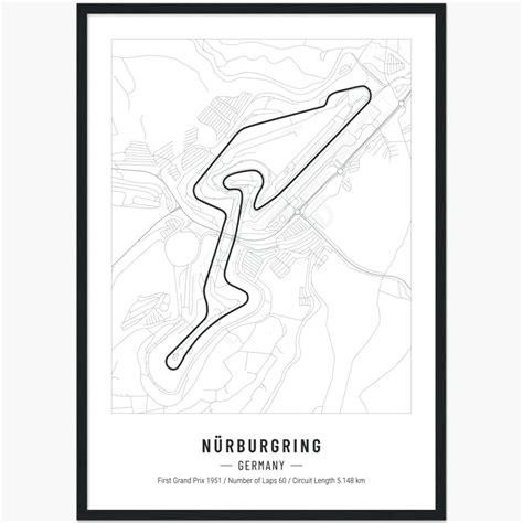 Nürburgring Grand Prix Circuit Poster - F1 Race Track Print - Circuitmaps