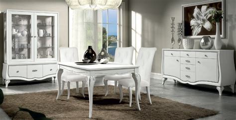 For classic dining room set in white lacquer with silver Chantal, Arve Style - Luxury furniture MR