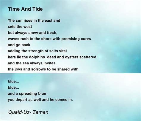 Time And Tide by Quaid-Uz- Zaman - Time And Tide Poem