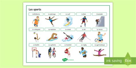 Sports Word Mat French (teacher made) - Twinkl