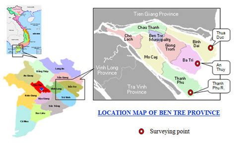 Map of Ben Tre province and study areas: Thua Duc commune (Binh Dai... | Download Scientific Diagram