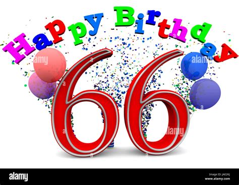 a 66 with happy birthday and balloons Stock Photo - Alamy