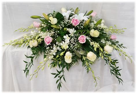 White and Pink Casket Spray (JG-003-AC) $295 - Fleuriste Jules d ...