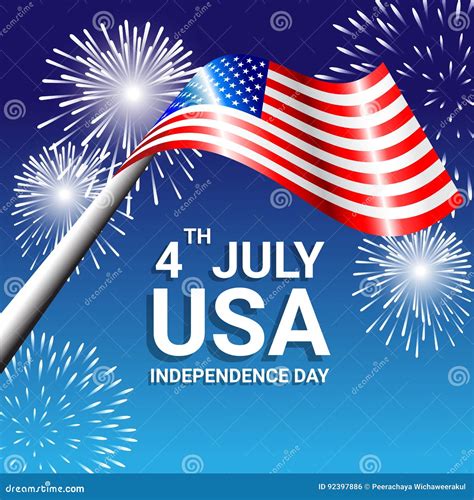 American Flag with Fireworks for Independence Day of USA Stock Vector ...