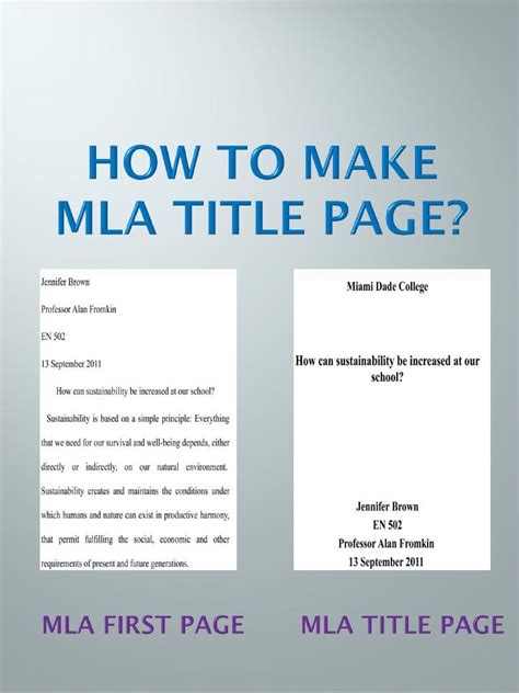 Mla title page step by step