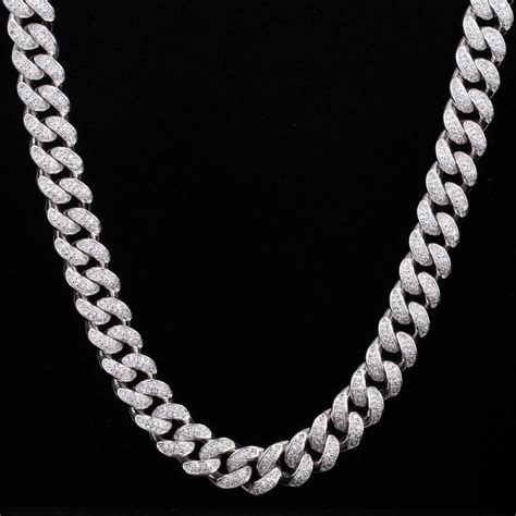 12mm Iced Out Cuban Link Chain in White Gold for Men-KRKC&CO – krkc&co