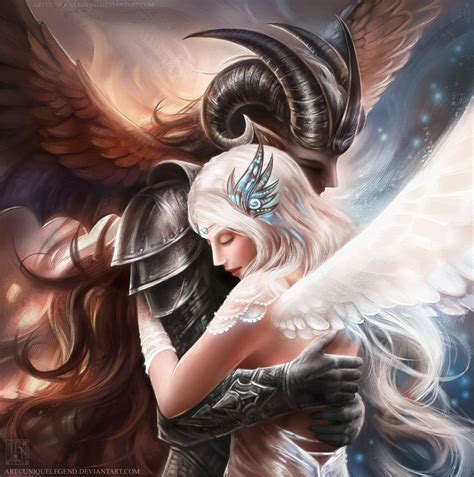 Light and Dark | Light in the dark, Angels and demons, Fantasy illustration