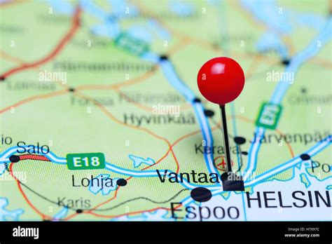 Vantaa pinned on a map of Finland Stock Photo - Alamy