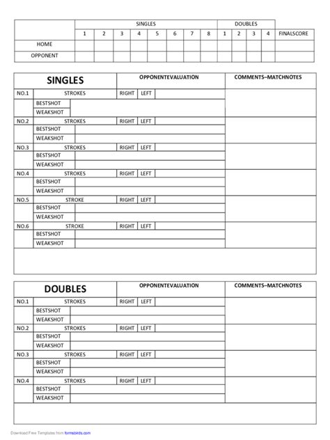 2024 Tennis Score Sheet - Fillable, Printable PDF & Forms | Handypdf