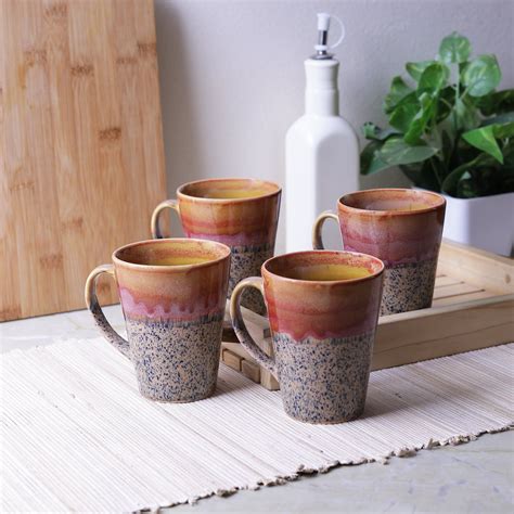 Ceramic Classic Coffee Mugs- Multi Colored Mugs-Set of 4 Buy Online at MiahDecor Store