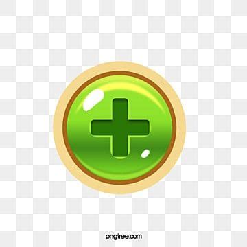 a green button with a plus sign on it, in the shape of a circle