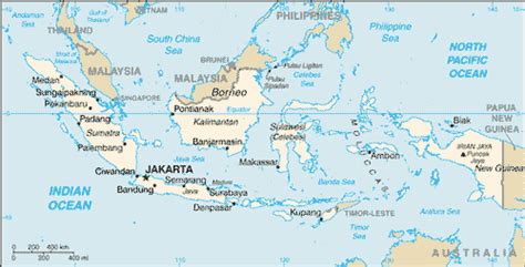 Physical Map of the Islands of Indonesia