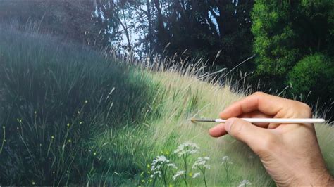 Grass painting tutorial - how to paint a wild meadow - YouTube