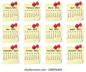 Illustration Monthly Calendar On Sticky Notes Stock Vector (Royalty Free) 108096404 | Shutterstock