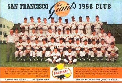 1958 Falstaff Beer San Francisco Giants Team Photo #1 San Francisco ...