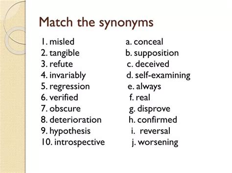 PPT - Match the synonyms PowerPoint Presentation, free download - ID ...